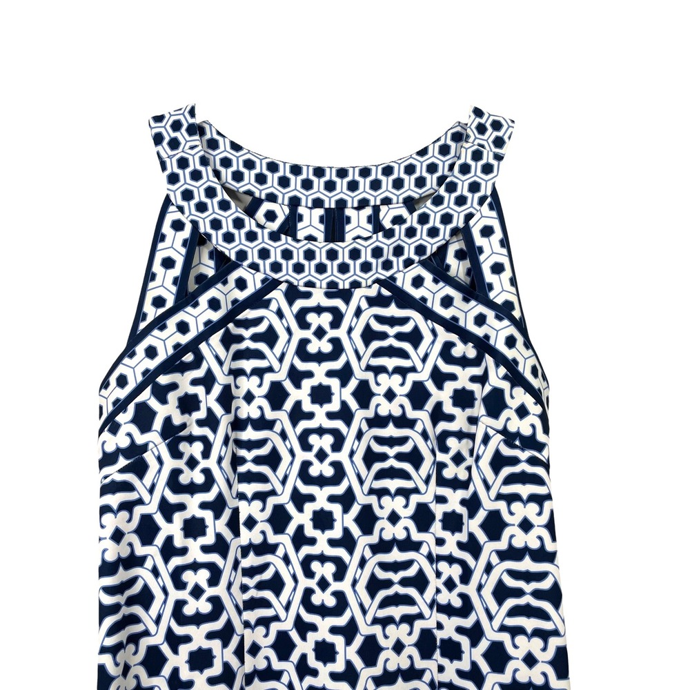 Gretchen Scott Isosceles cut‎ out printed Dress Size XS blue white Rio Gio - Picture 3 of 8
